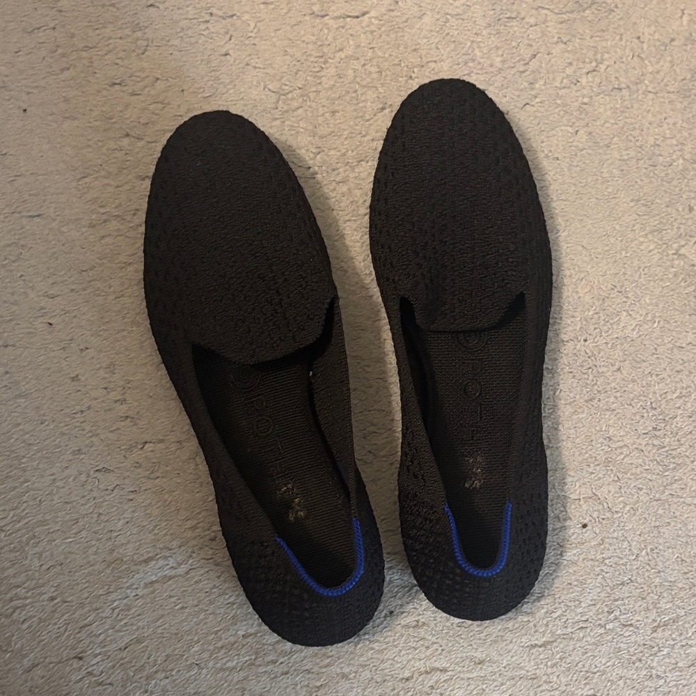 Rothy's Black Loafers with Blue Accent